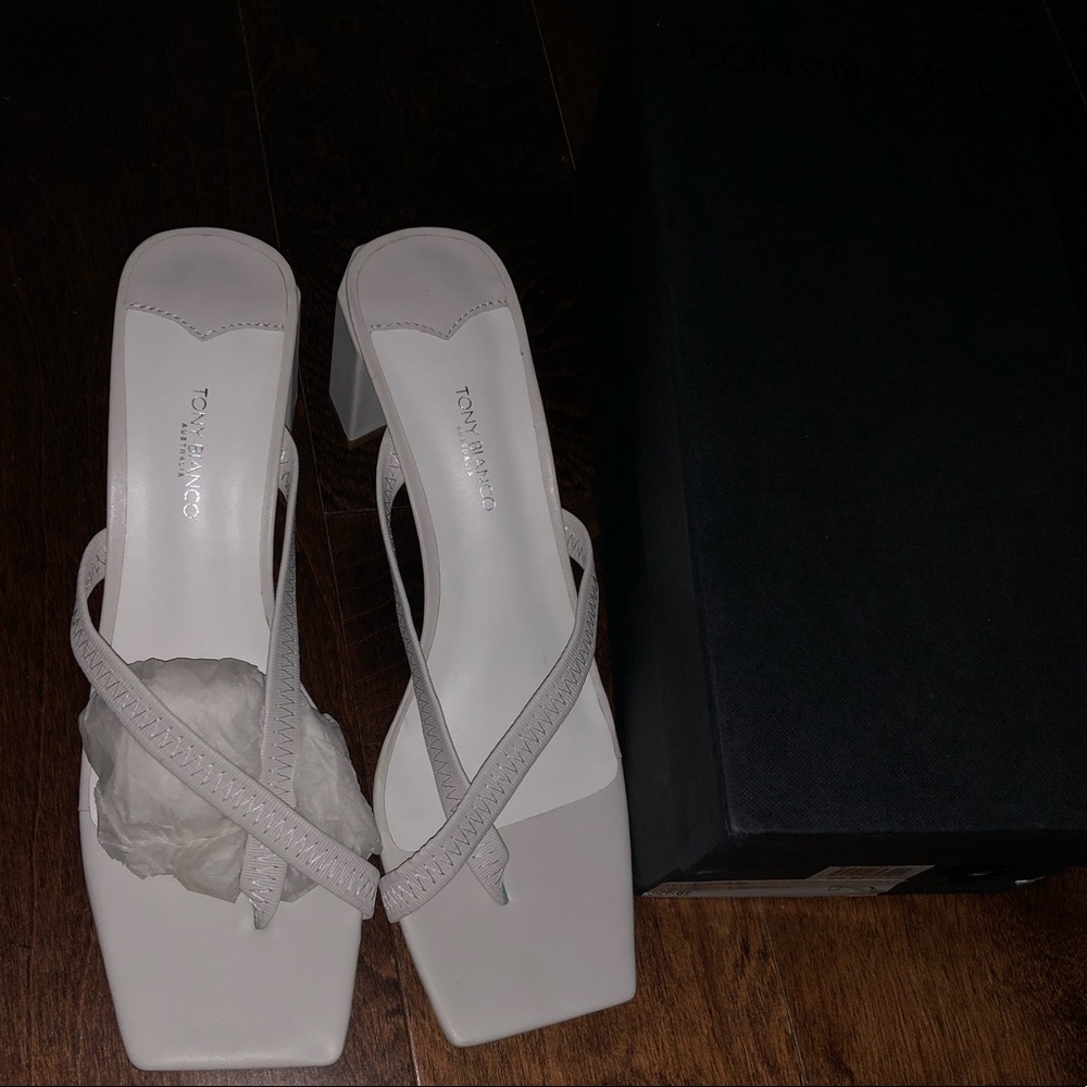 Tony Bianco Square Toe Sandal Mule White Sz 8.5/9